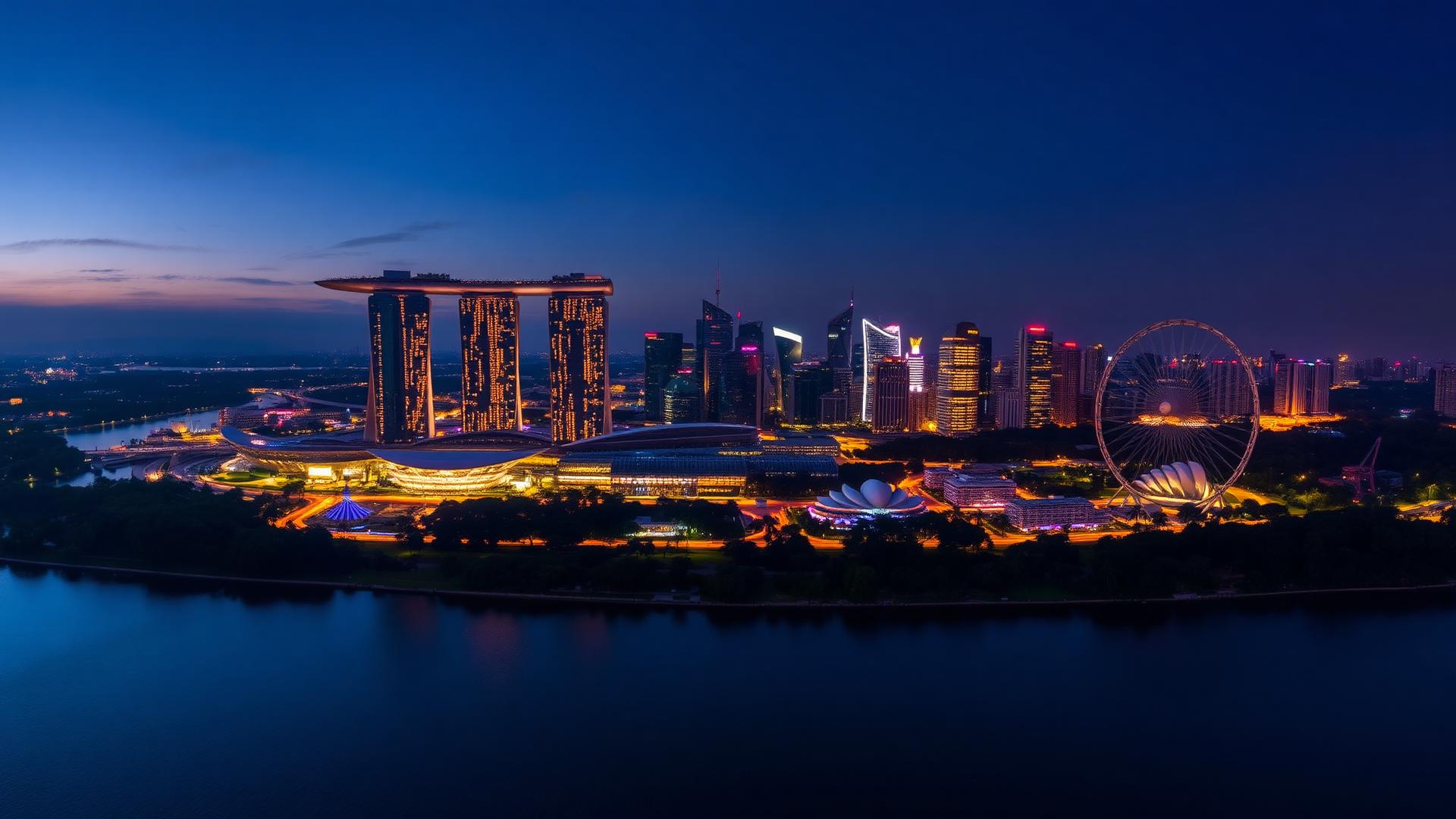 Singapore Marina Bay skyline at twilight